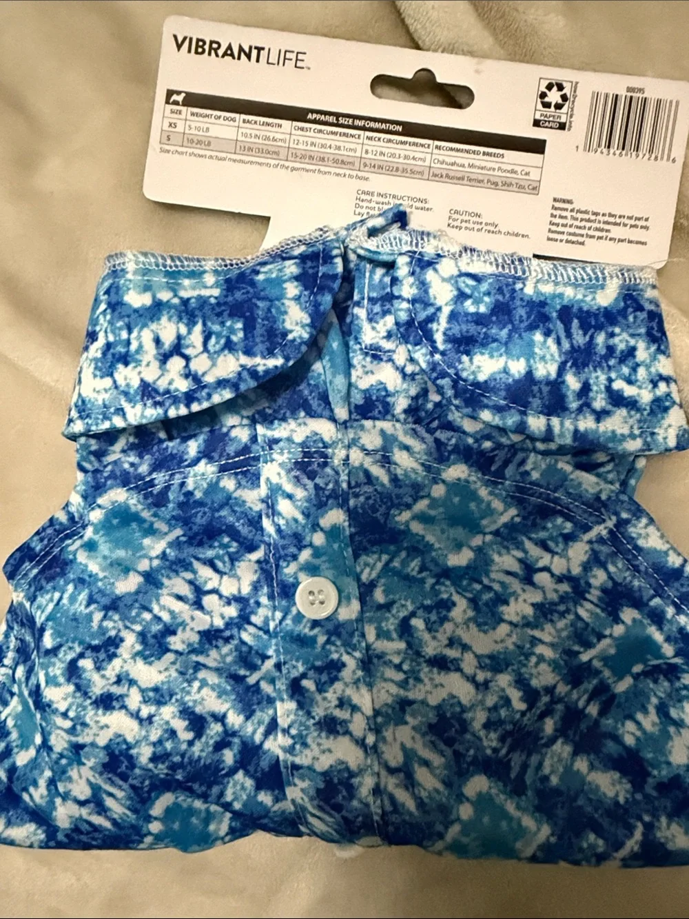Vibrant Blue Tie-Dye collared Pet Shirt - Small